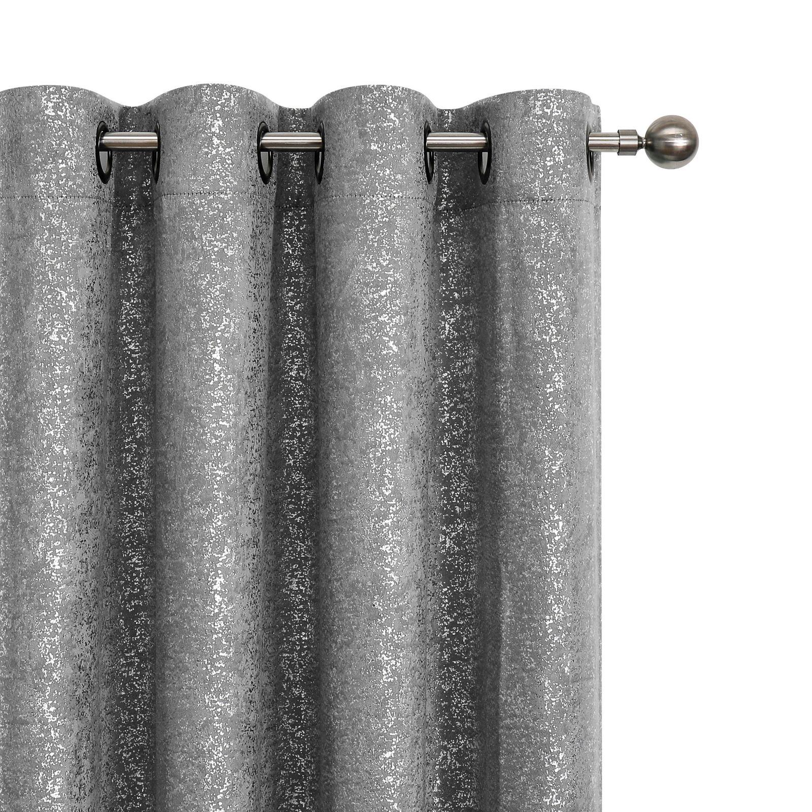 GoodGram Montauk Accents 2 Piece Grommet Top Sparkly Metallic Light Filtering Window Curtains