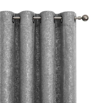 GoodGram Montauk Accents 2 Piece Grommet Top Sparkly Metallic Light Filtering Window Curtains