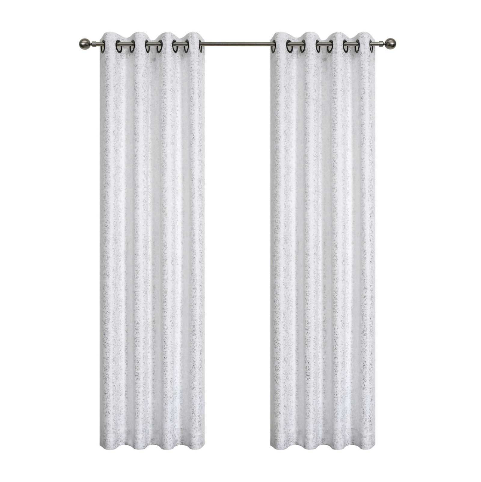 GoodGram Montauk Accents 2 Piece Grommet Top Sparkly Metallic Light Filtering Window Curtains