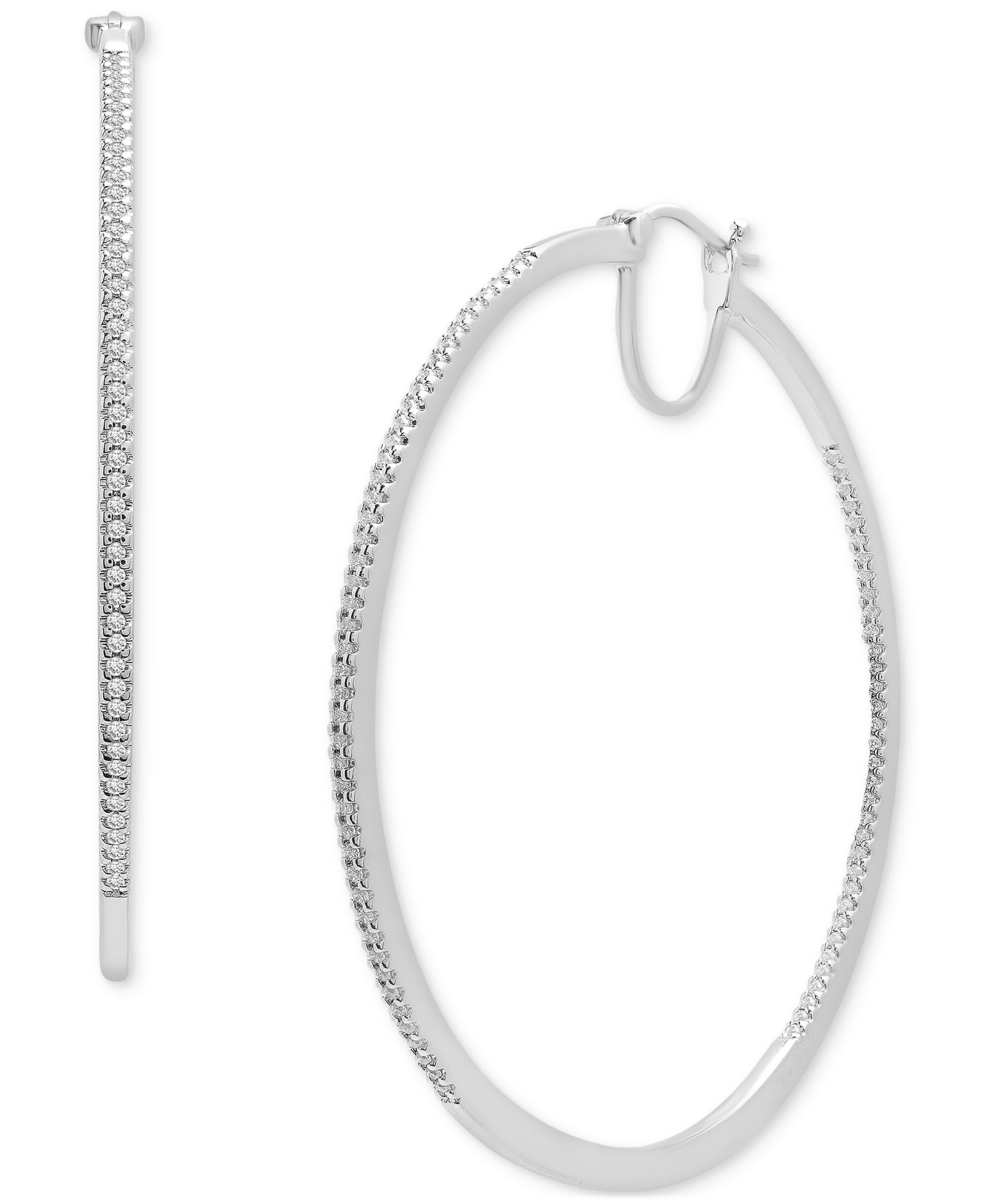 Wrapped™ Diamond In & Out Medium Hoop Earrings (1/2 ct. t.w.) in Sterling Silver or 14k Gold-Plated Sterling Silver, Created for Macy's