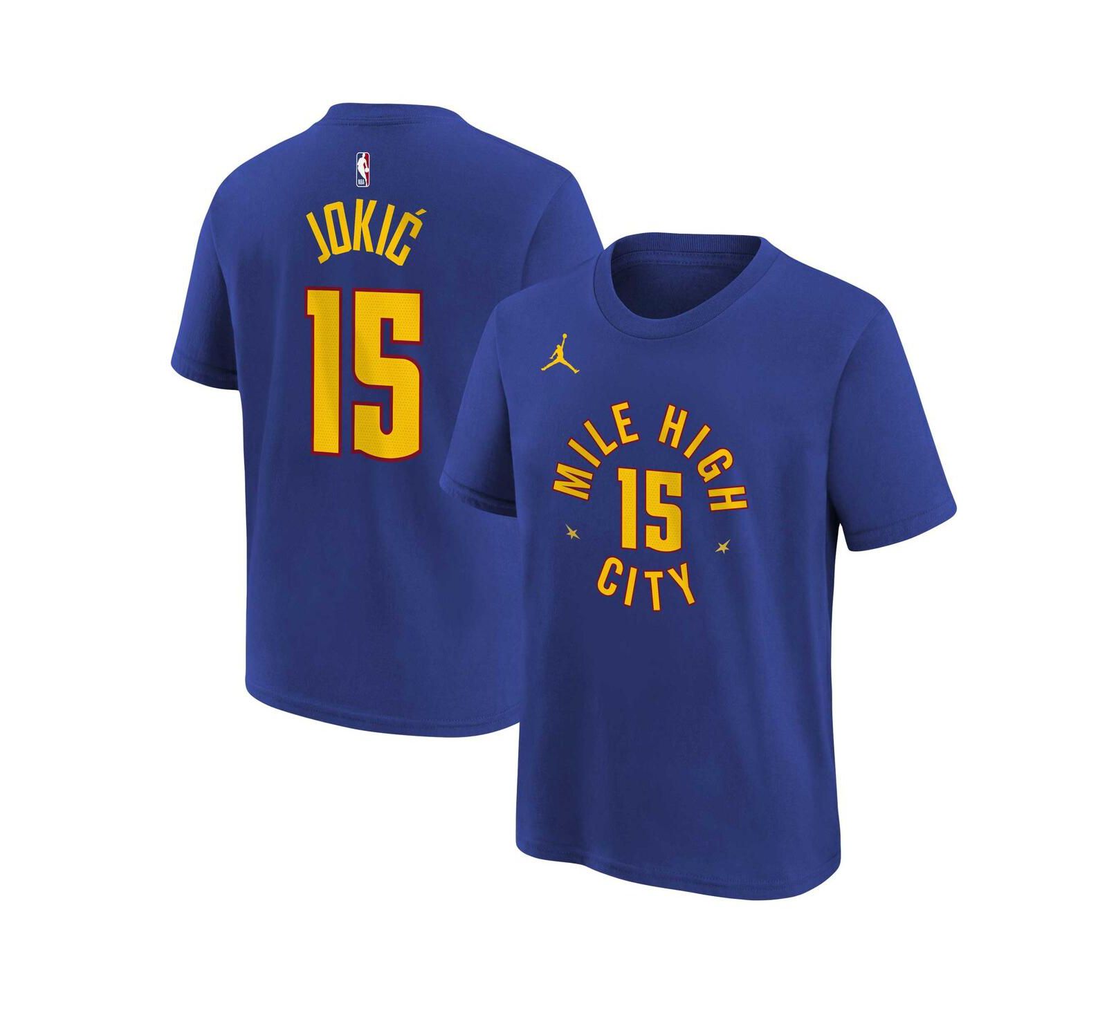 Jordan Big Boys and Girls Nikola Jokic Blue Denver Nuggets Statement Edition Name & Number T-Shirt