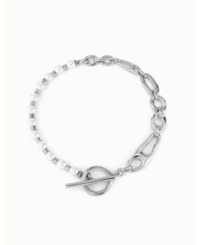 UNOde50 Sterling Silver Metal Alloy and Cultivated Pearl Links Necklace