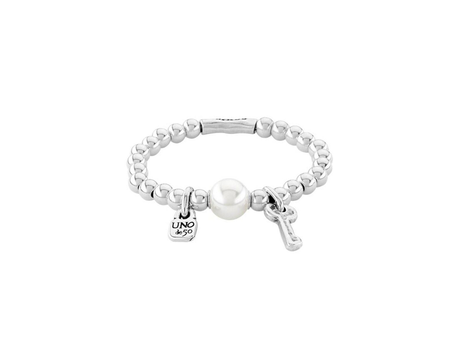 UNOde50 Sterling Silver Center Cultivated Pearl Metal Bracelet