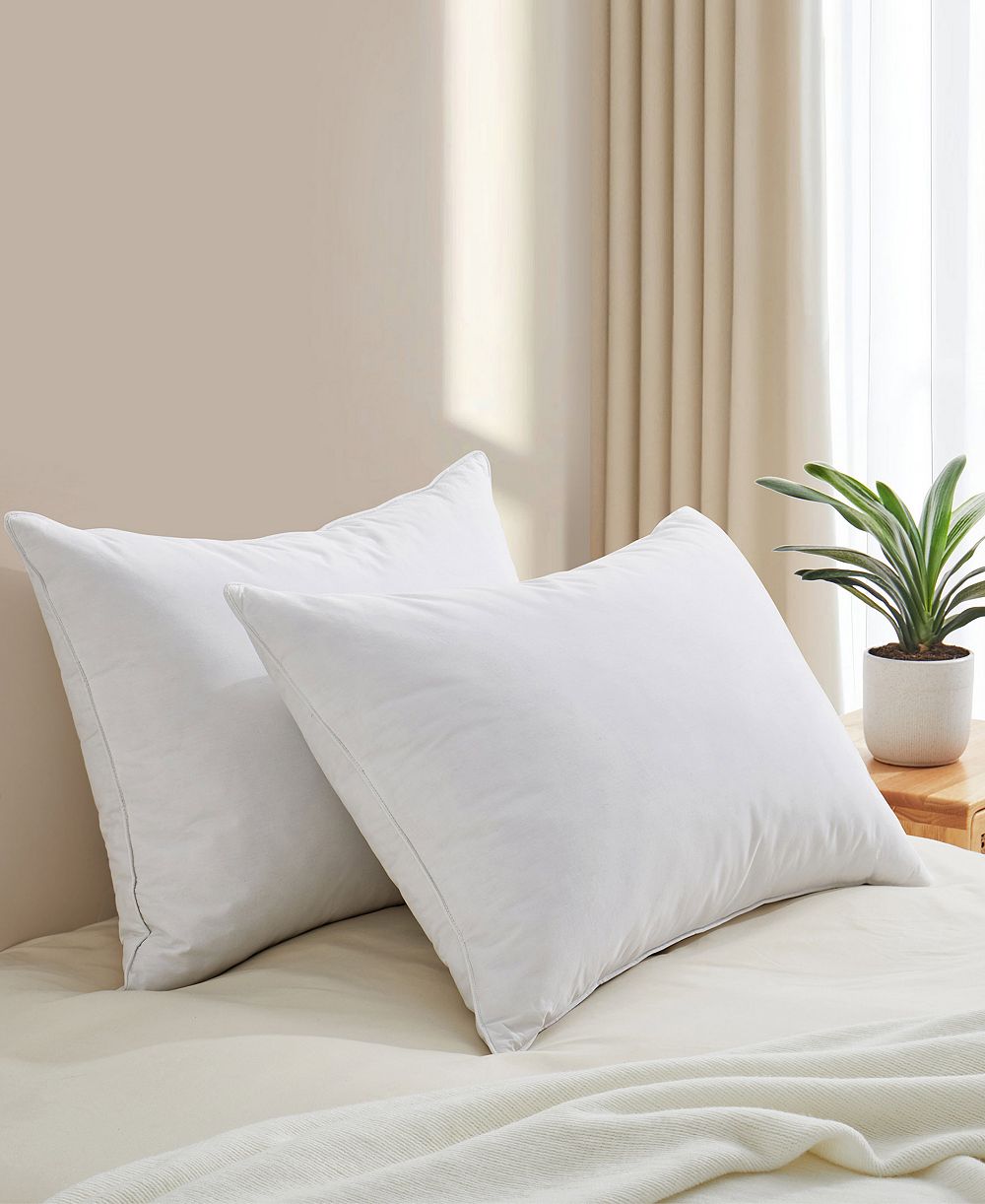 UNIKOME 100% Cotton Goose Down and Feather 2-Pack Pillow, King
