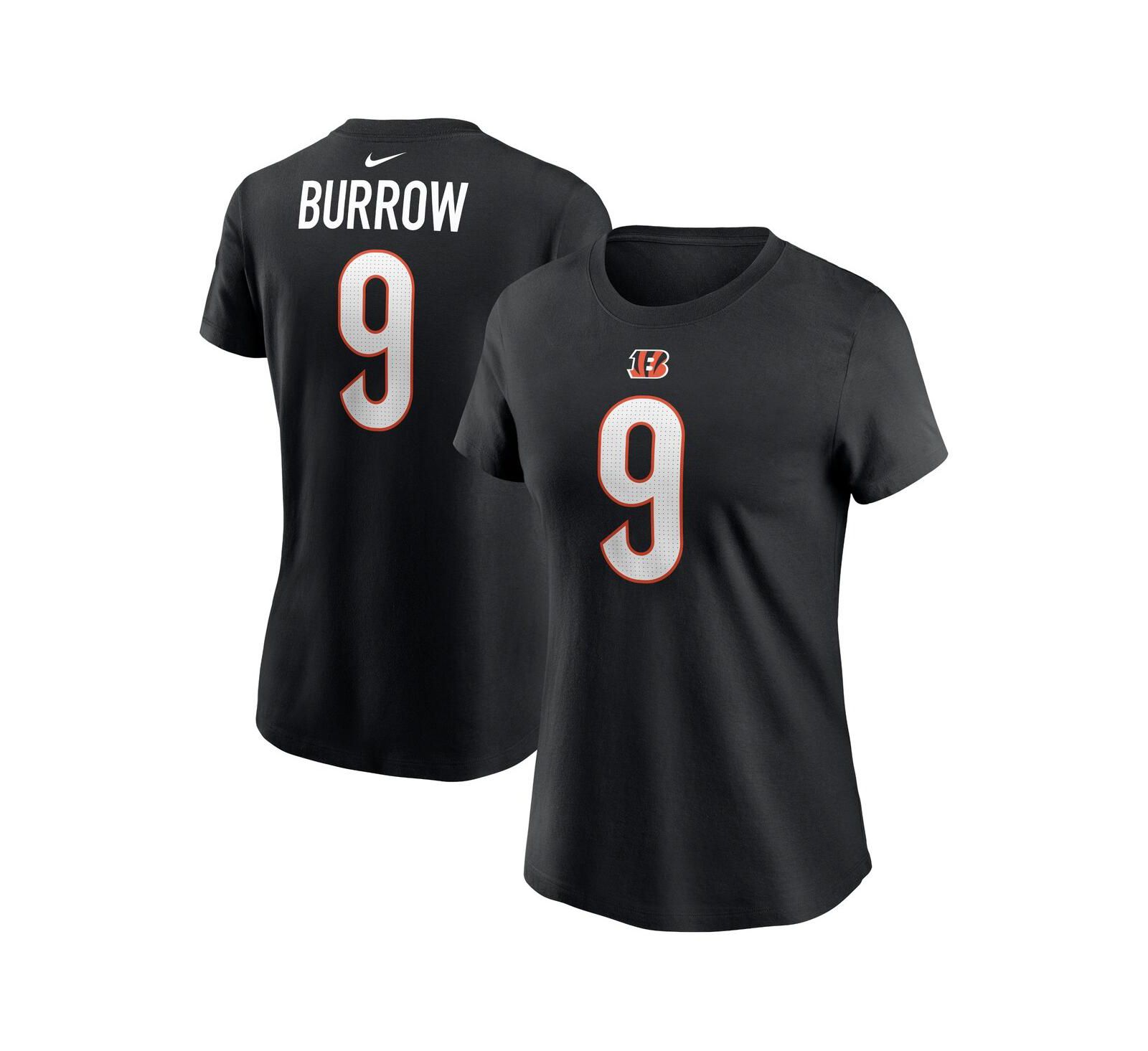 Women's Nike Joe Burrow Black Cincinnati Bengals Player Name and Number T-shirt