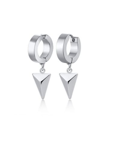 Stainless Steel Triangle Charm Huggie Hoop Earrings