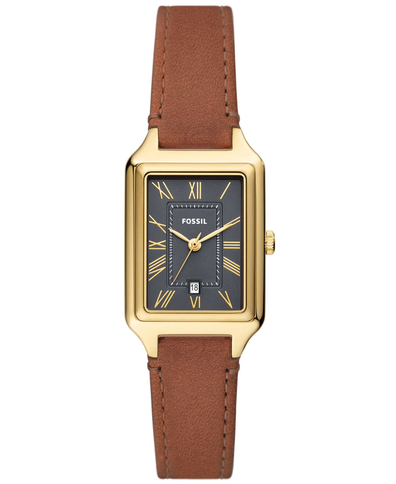 Fossil Женские часы Raquel Three-Hand Date Medium Brown Genuine Leather, 23mm