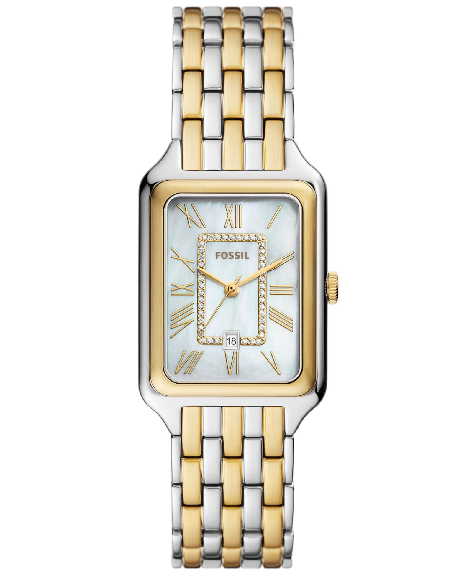 Fossil Women's Raquel Three-Hand Date Two-Tone Stainless Steel Watch, 26mm