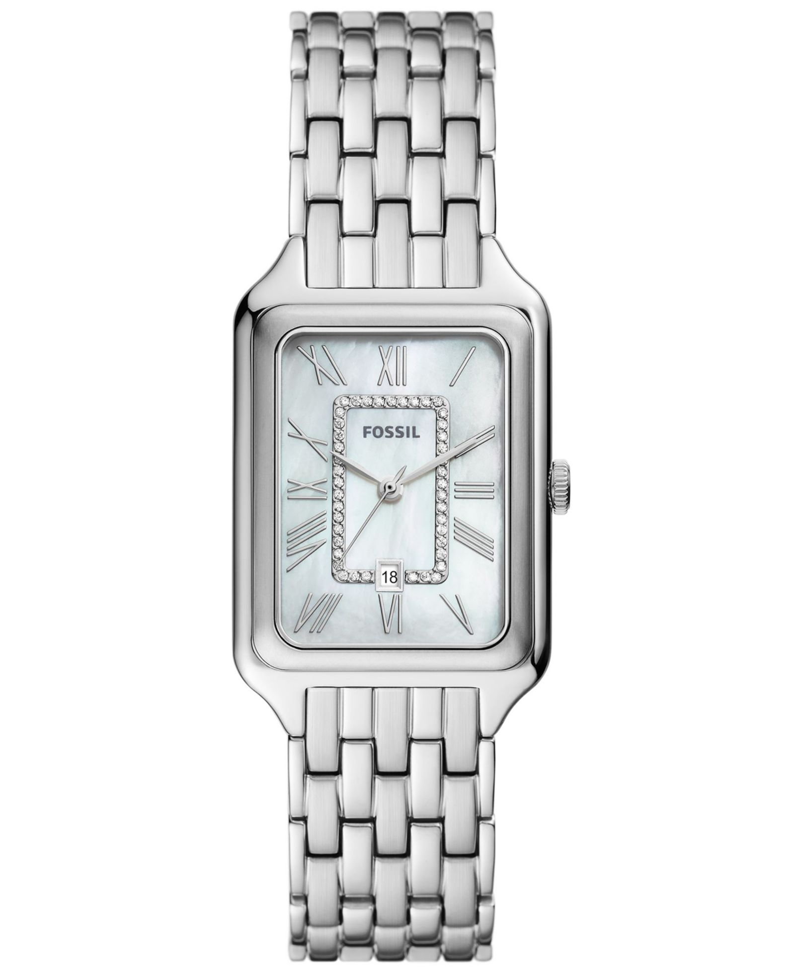 Женские часы Fossil Raquel Three-Hand Silver-Tone Stainless Steel, 26mm