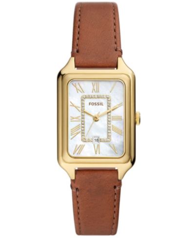 Женские часы Fossil Raquel Three-Hand Date 26mm коричневые кожаные