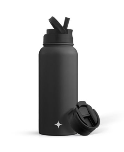 Water Bottle with Flip Lid, Sport Straw Lid, 32 oz