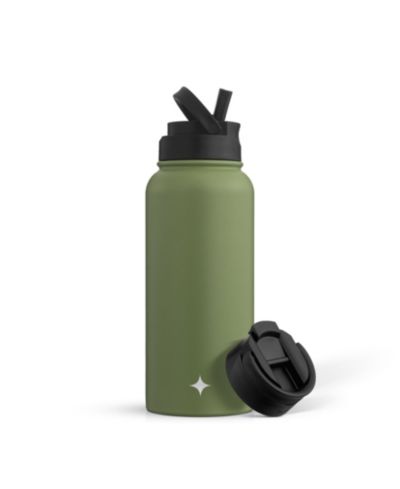 Water Bottle with Flip Lid, Sport Straw Lid, 32 oz