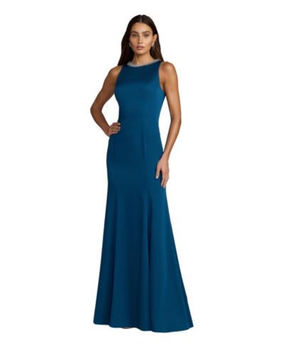Mac Duggal Женское вечернее платье без рукавов с декорированным высоким воротником
