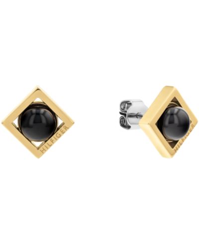 Tommy Hilfiger Женские серьги из нержавеющей стали с золотым покрытием Onyx Circle