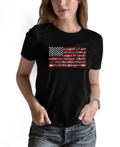 LA Pop Art Женская футболка с коротким рукавом Fireworks American Flag