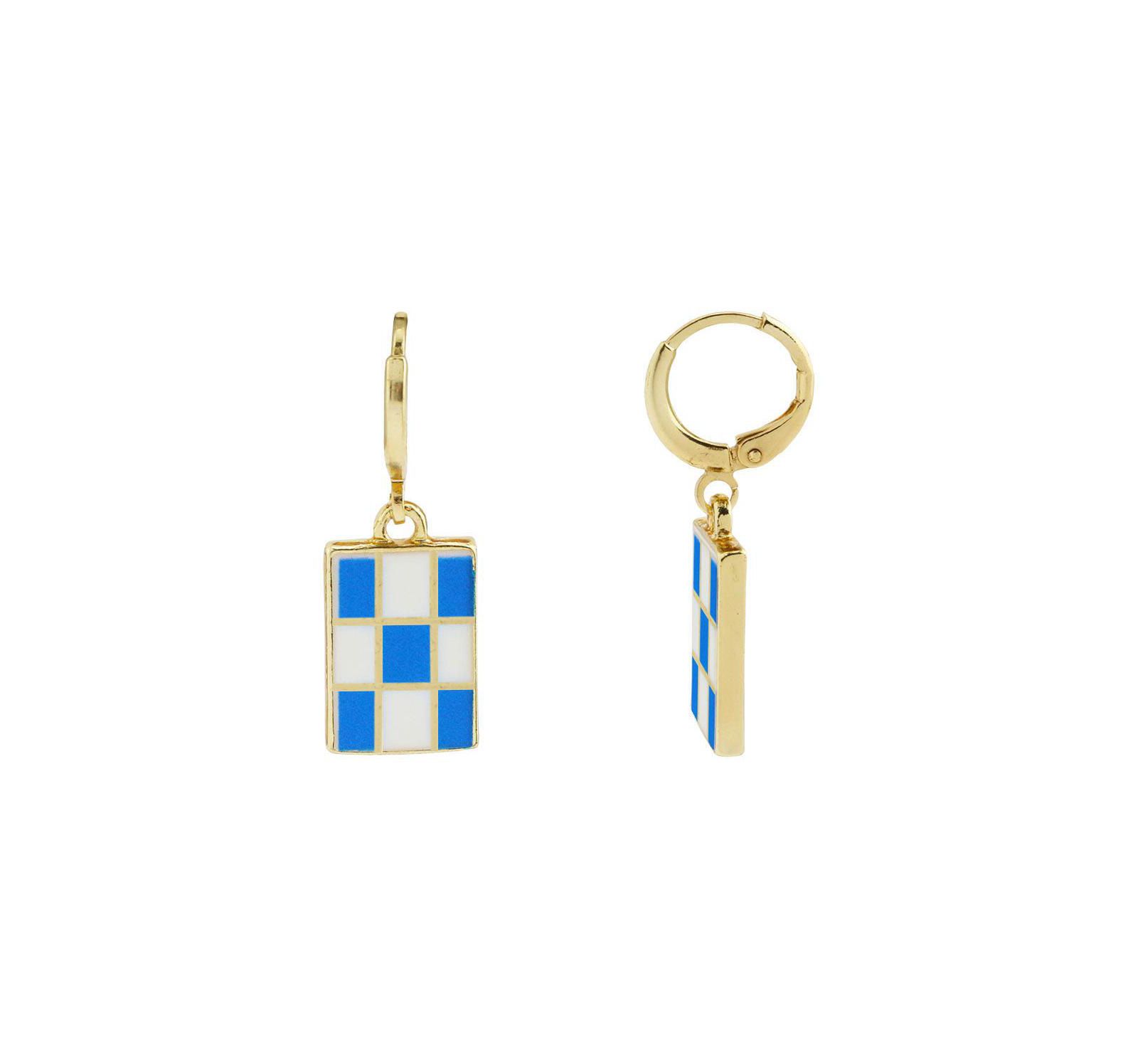 Серьги-гвоздики Bay Enamel Checker