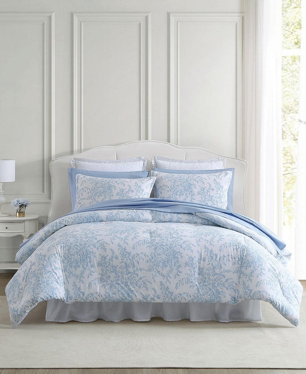 Laura Ashley Bedford Cotton Reversible 2 Piece Comforter Set, Twin