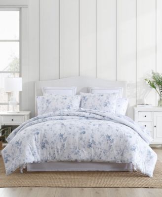 Laura Ashley Belinda Cotton Reversible 2 Piece Comforter Set, Twin XL