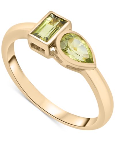Peridot (3/8 ct. t.w.) & Green Tourmaline Ring (1/3 ct. t.w.) Bezel Ring in Gold Vermeil,  (Also available in Morganite & Pink Topaz), Created for Macy's