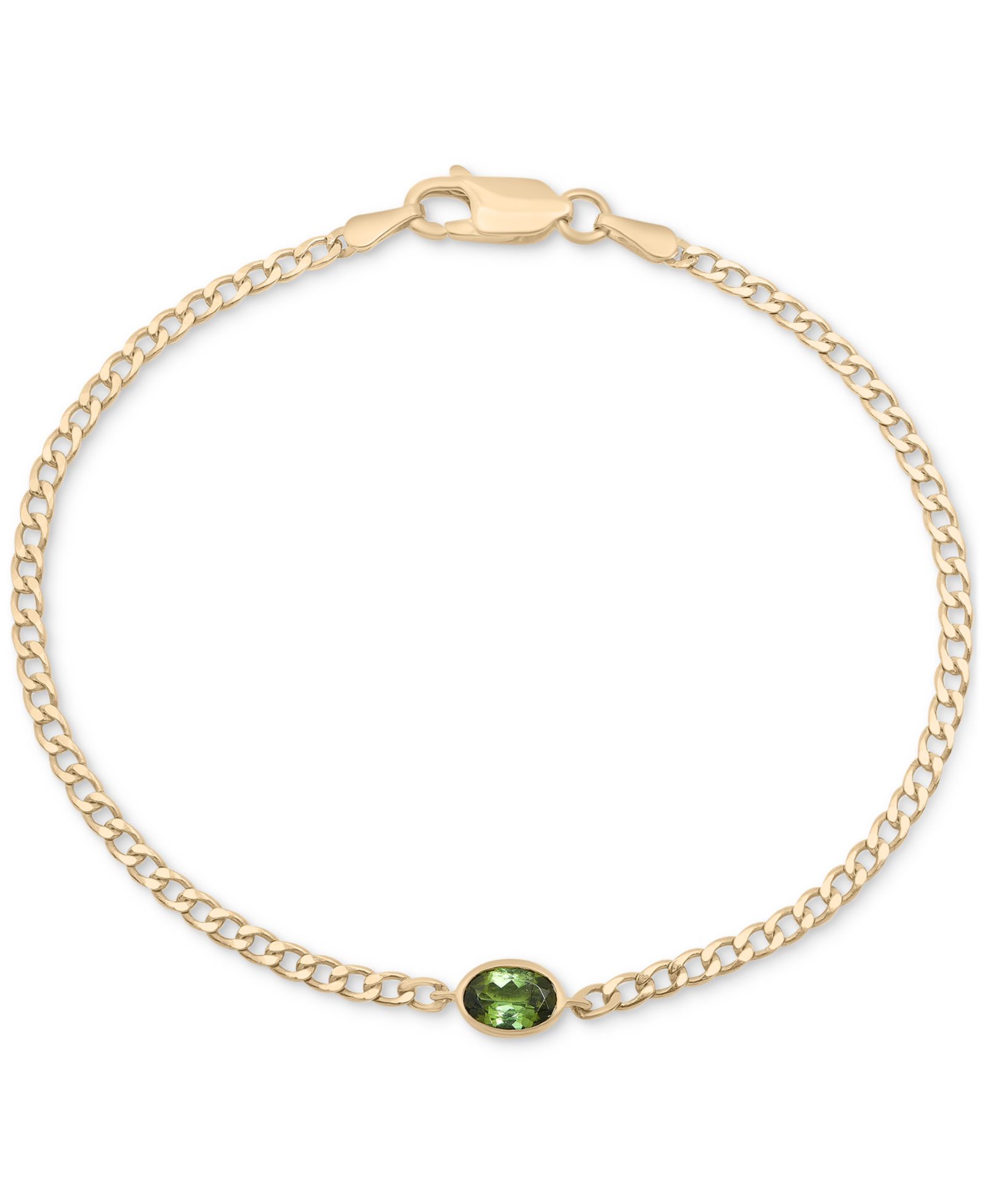 Браслет Audrey by Aurate Green Tourmaline Curb Link в золотом покрытии