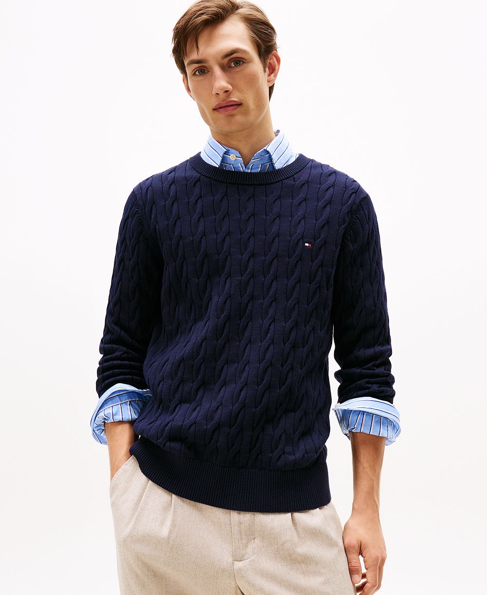 Tommy Hilfiger Men's Classic Cable Crewneck Sweater