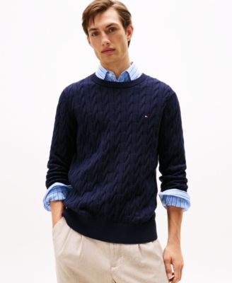 Tommy Hilfiger Мужской классический джемпер с круглым вырезом крупной вязки