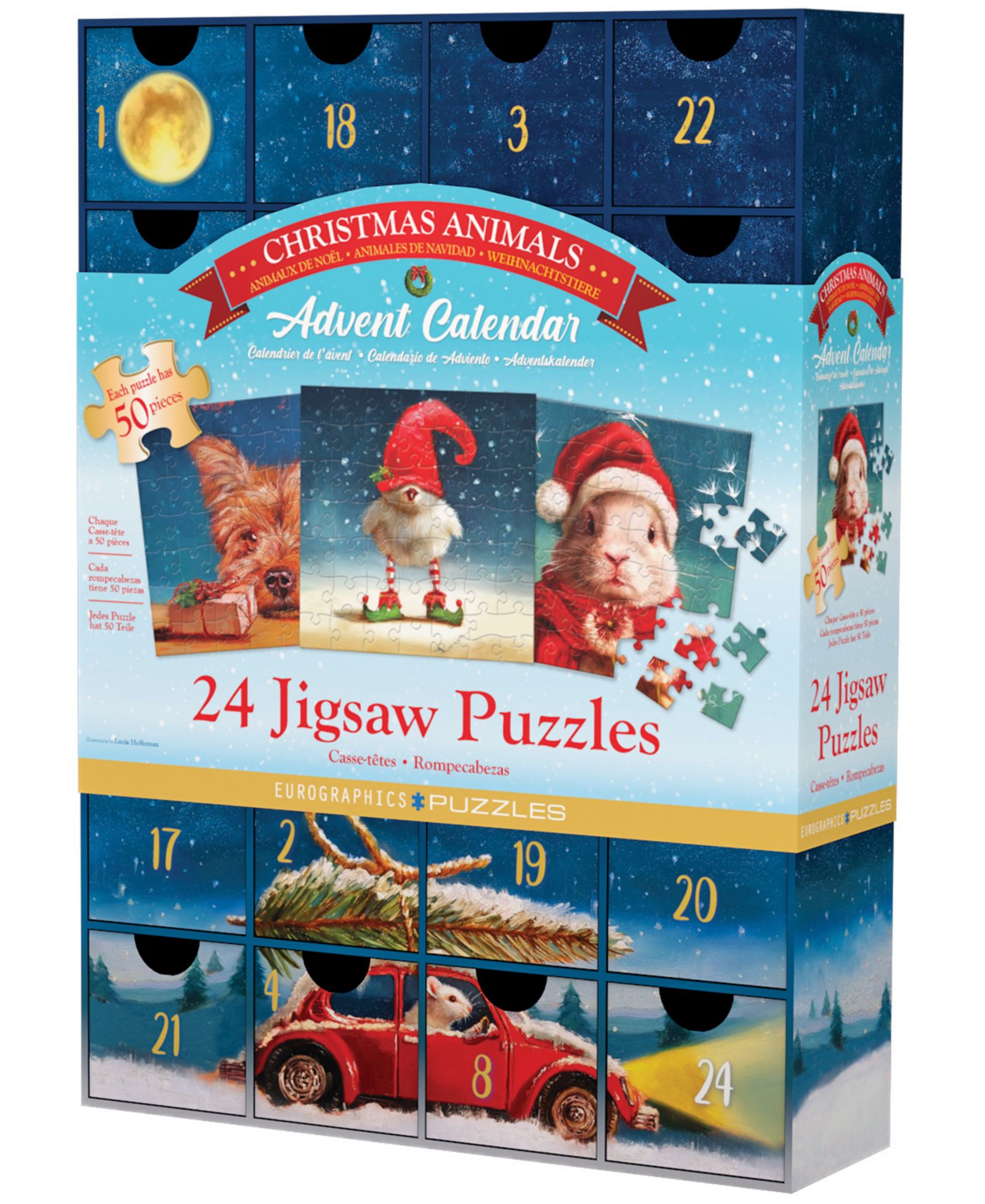Рождественский адвент-календарь Eurographics Christmas Animals, 24 Jigsaw Puzzles, 24 x 50 Pieces