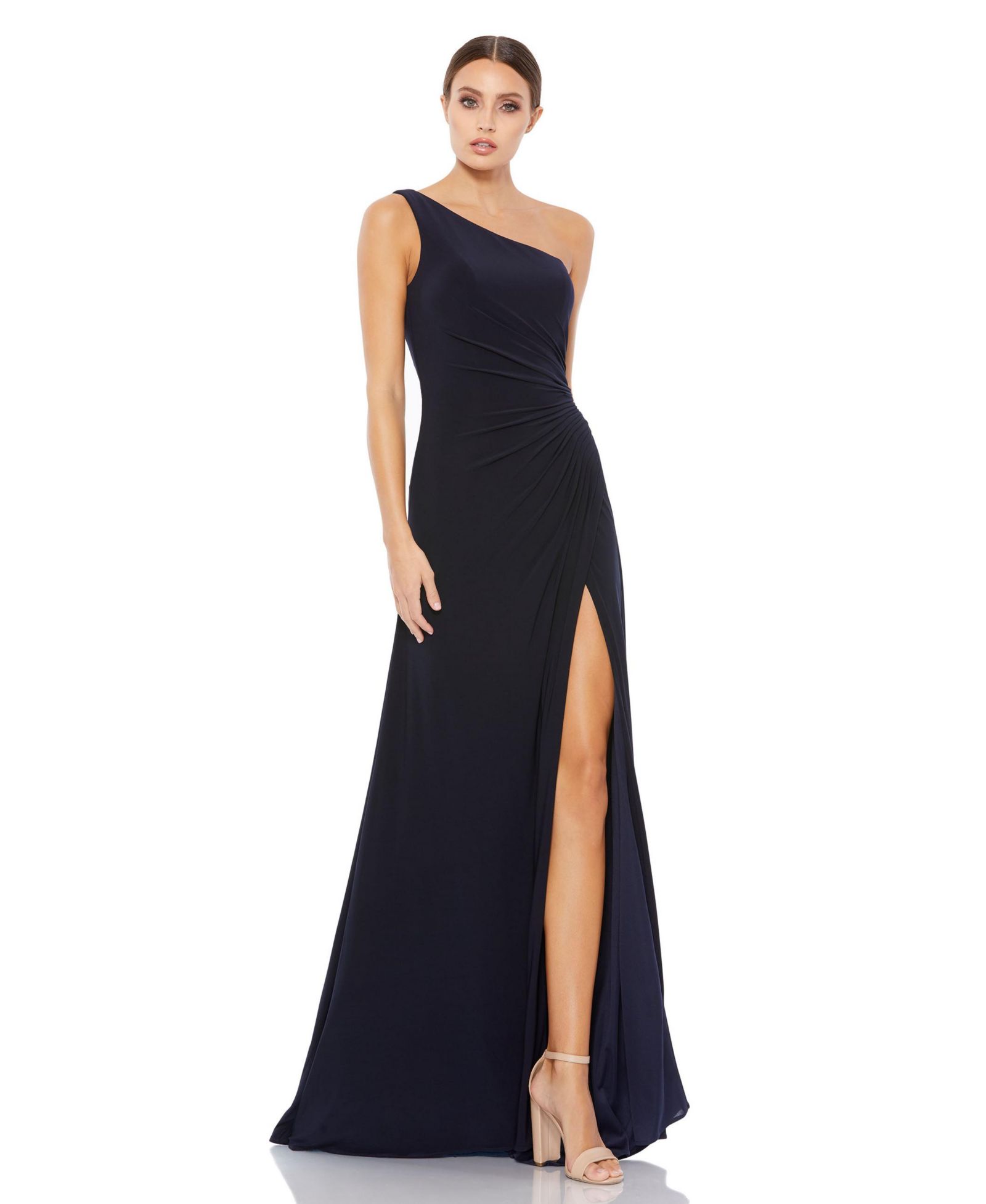Женское вечернее платье Mac Duggal Women's Ieena Ruched One Shoulder Faux Wrap Gown
