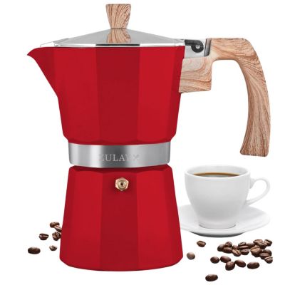 Zulay Kitchen Stovetop Moka Pot 6 Cup Espresso Maker, Portable Coffee Percolator