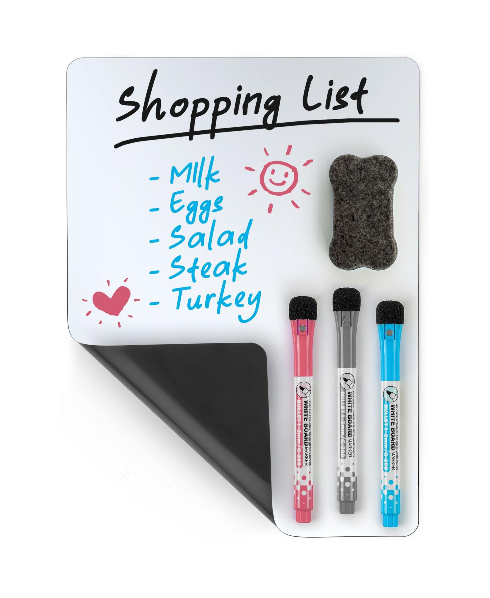 Zulay Kitchen 12x8" Magnetic Whiteboard for Fridge - Mini Magnetic Dry Erase Board Sheet with 3 Colored Markers and Eraser