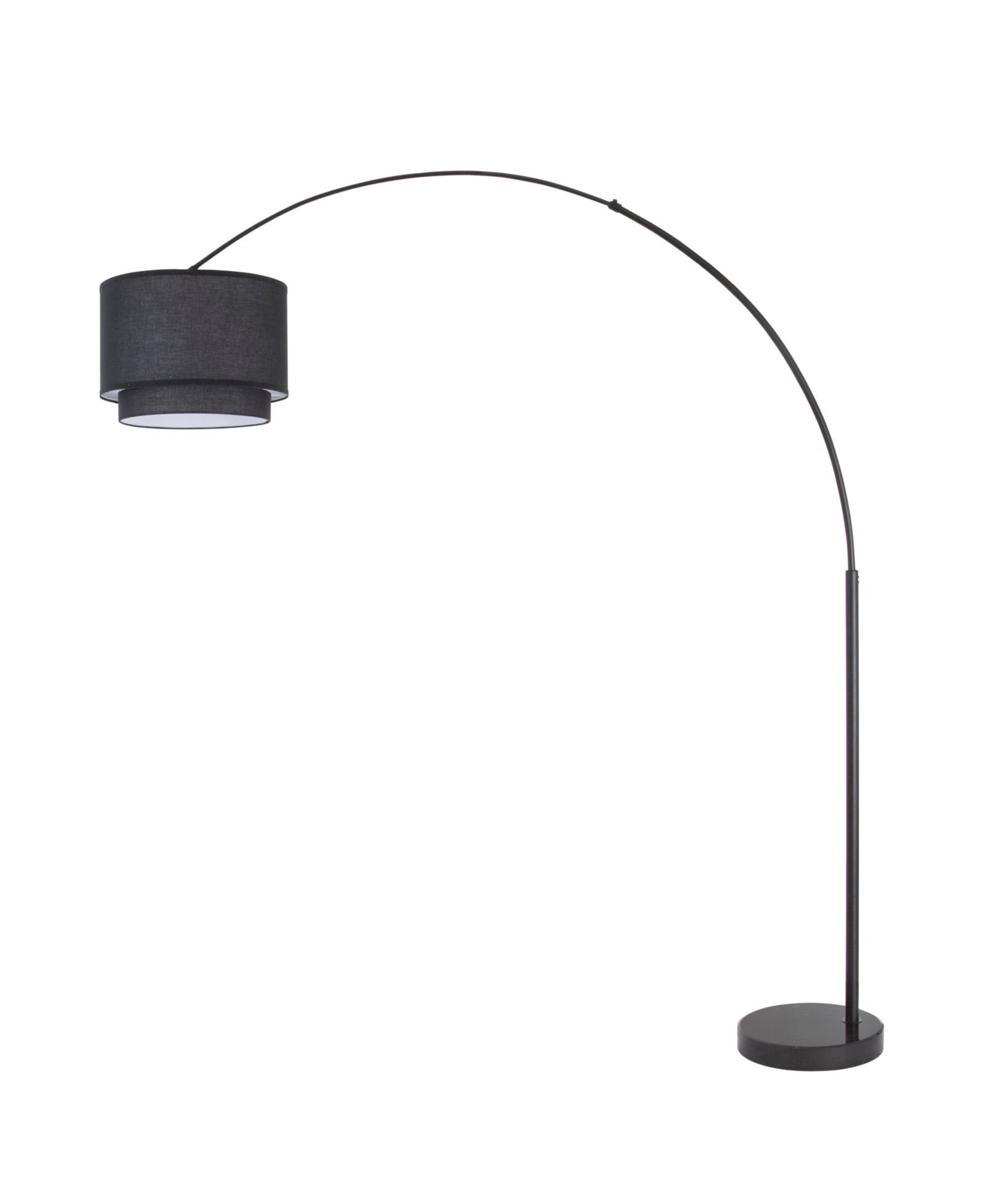 FC Design Modern 81" Tall Standing Adjustable Arched Floor Lamp with Double Drum Shade and Marble Base
