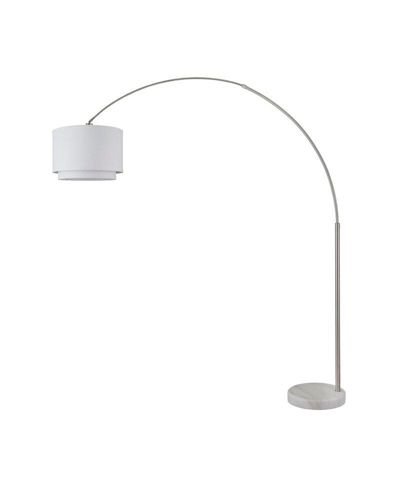 FC Design Modern 81" Tall Standing Adjustable Arched Floor Lamp with Double Drum Shade and Marble Base