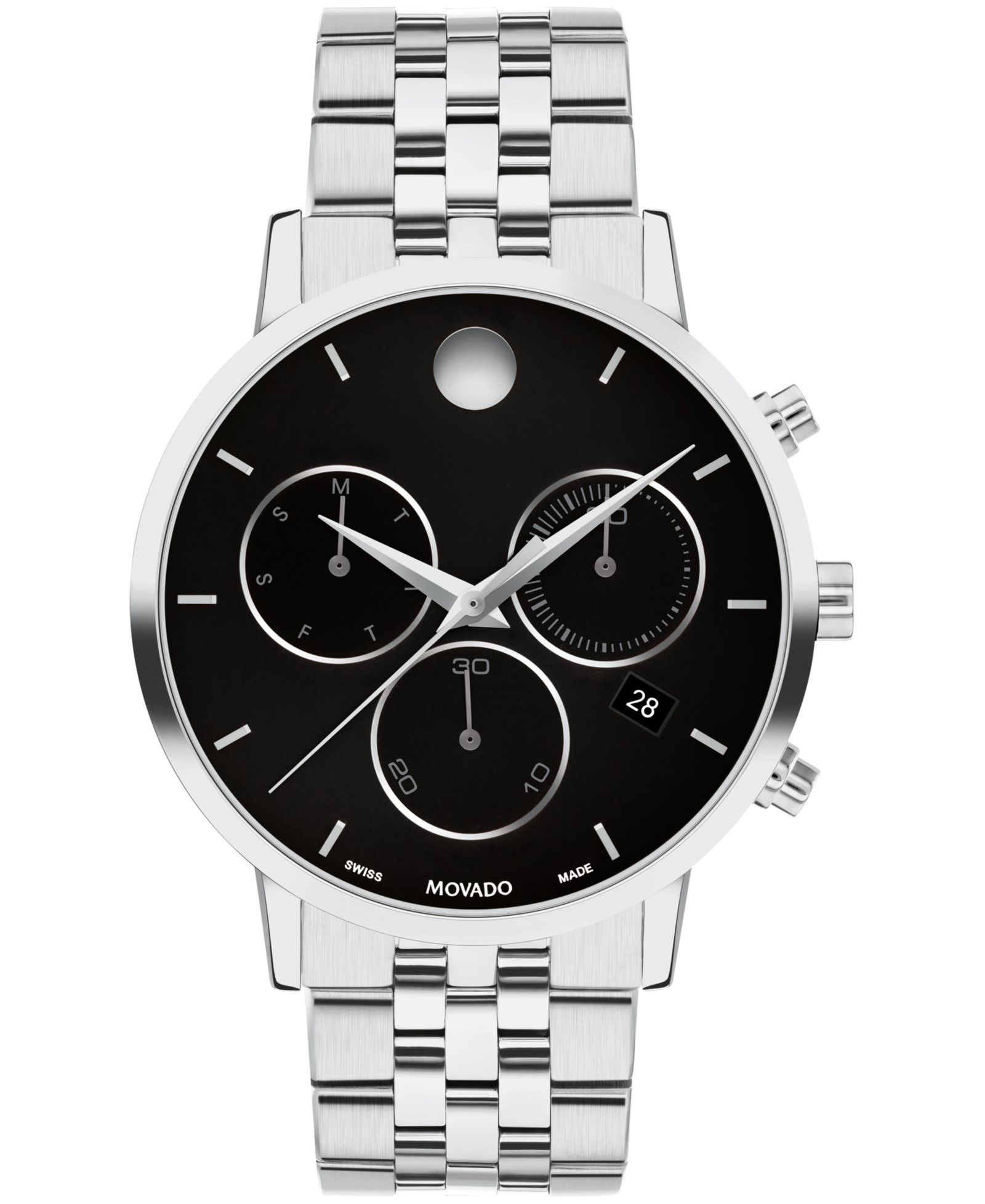 Movado Men's Museum Classic Swiss Quartz Chrono Silver Tone Stainless Steel Watch 42mm