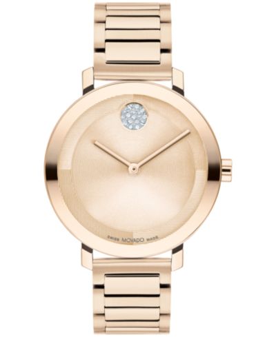 Женские часы Movado Bold Evolution 2.0 Swiss Quartz Ionic Plated Carnation Gold-Tone Steel 34mm