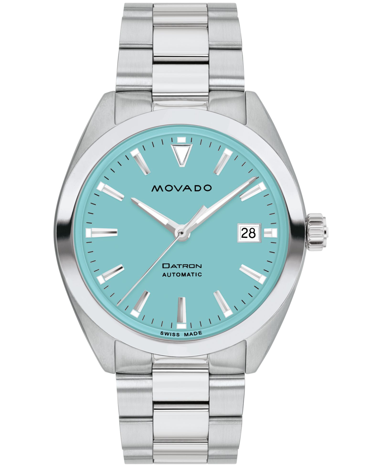 Movado Мужские часы Datron Swiss Auto Silver Tone Stainless Steel 40mm