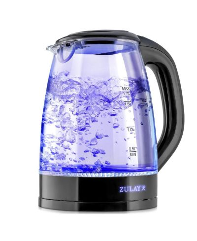 Zulay Kitchen 1.7L Glass Electric Kettle with Blue LED Light - Borosilicate Glass Hot Water Kettle Electric