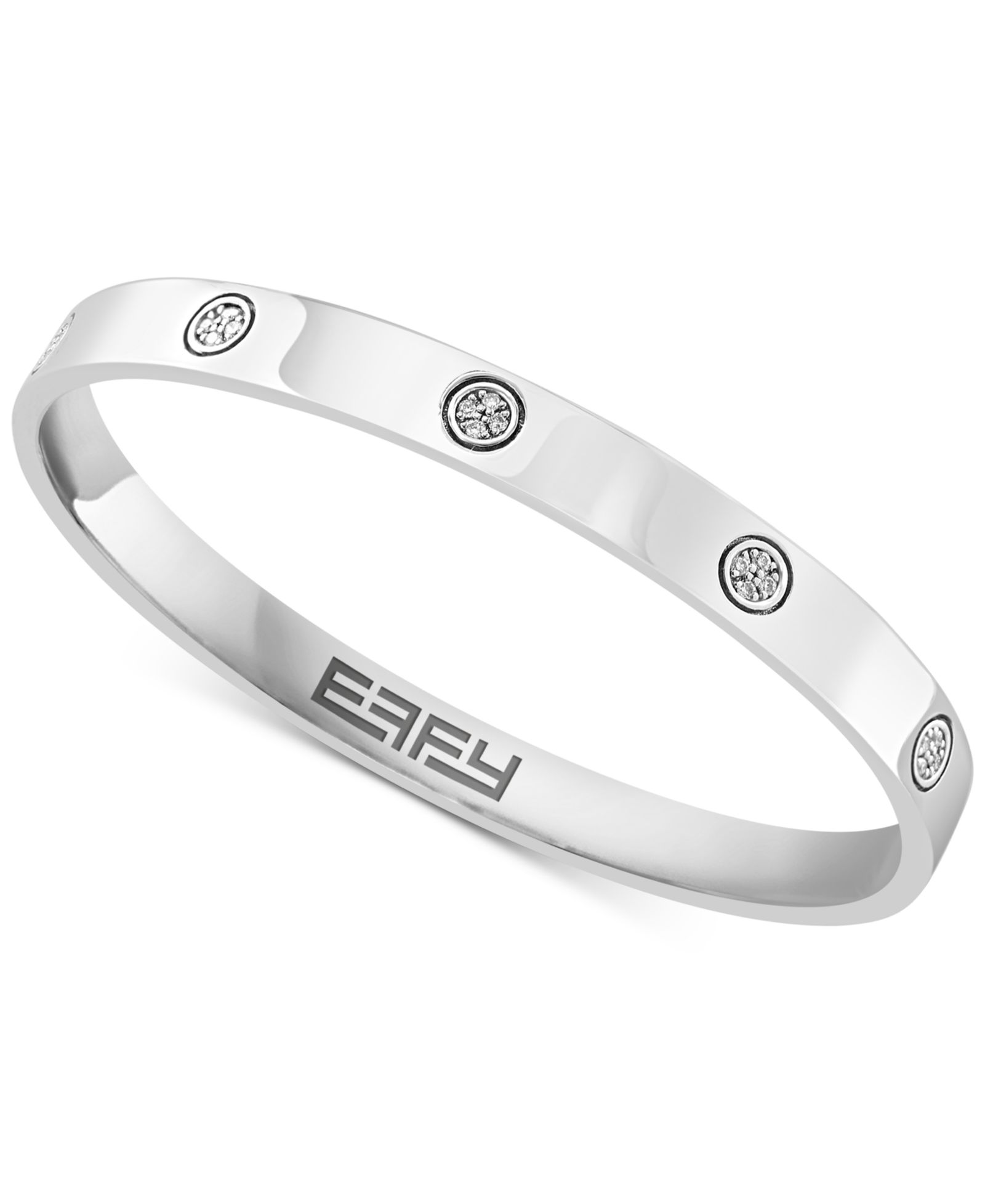 EFFY® Diamond Cluster Inset Bangle Bracelet (1/6 ct. t.w.) in Sterling Silver