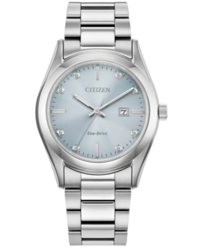Citizen Eco-Drive Женские часы Sport Luxury Diamond Accent Stainless Steel Bracelet 33mm