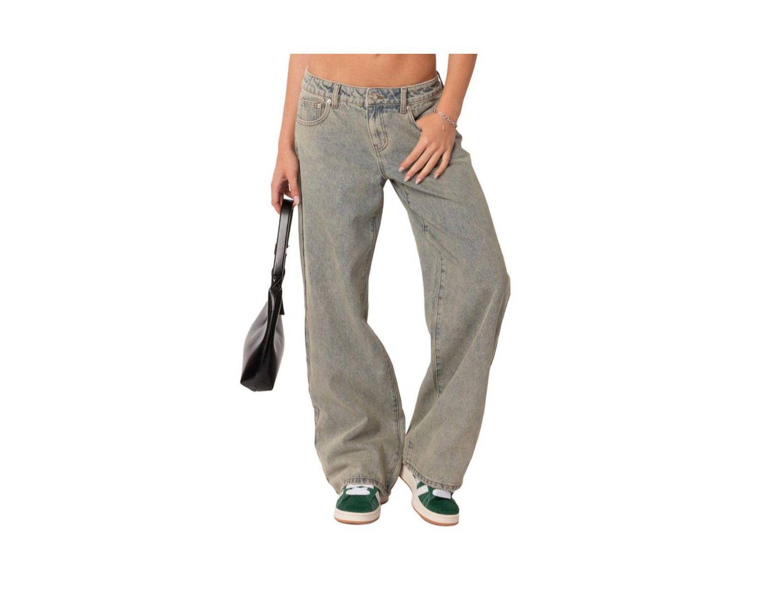 Edikted Women's Magda Acid Wash Low Rise Baggy Jeans