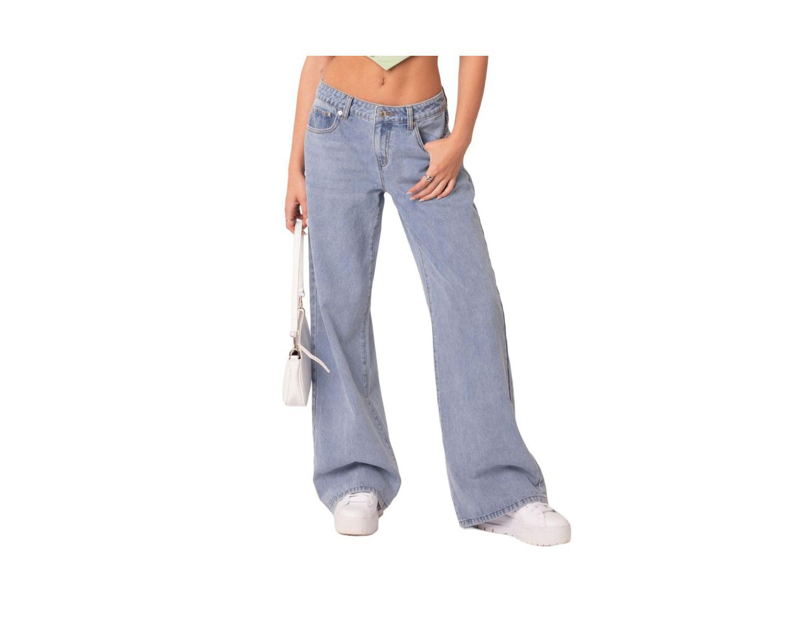 Edikted Women's Raelynn Washed Low Rise Jeans