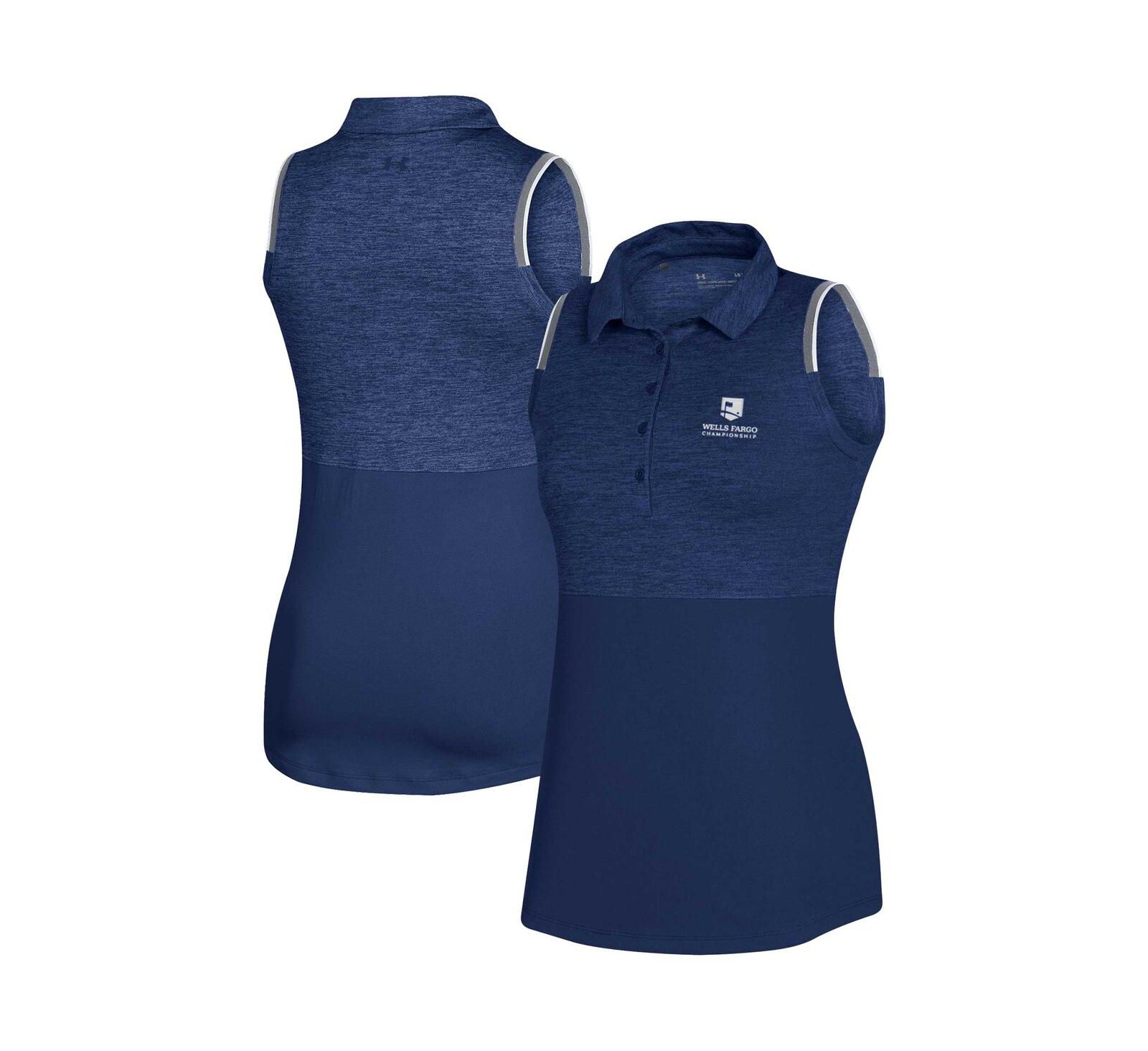 Women's Under Armour Navy Wells Fargo Championship Playoff Sleeveless Polo Shirt