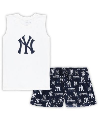 Женский комплект Concepts Sport White, Navy New York Yankees Plus Size Tank Top and Shorts Sleep