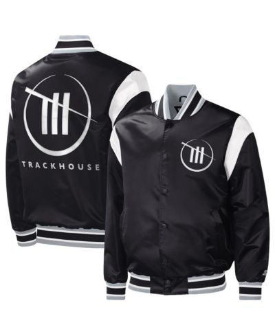 Мужская куртка Starter Black TRACKHOUSE RACING Force Play Full-Snap Varsity Jacket