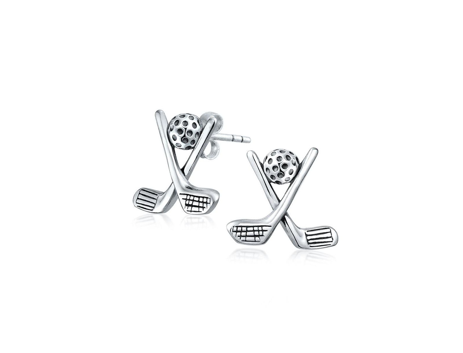 Серьги-гвоздики Bling Jewelry.925 Sterling Silver Ball and Golf Club для гольфистов