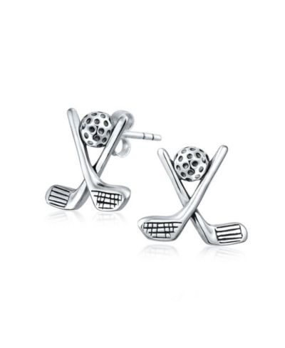 Серьги-гвоздики Bling Jewelry.925 Sterling Silver Ball and Golf Club для гольфистов