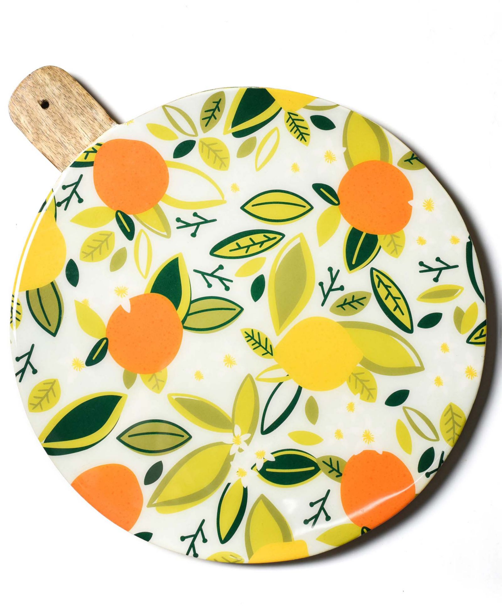 Coton Colors Круглая разделочная доска из дерева с принтом Citrus, 12''