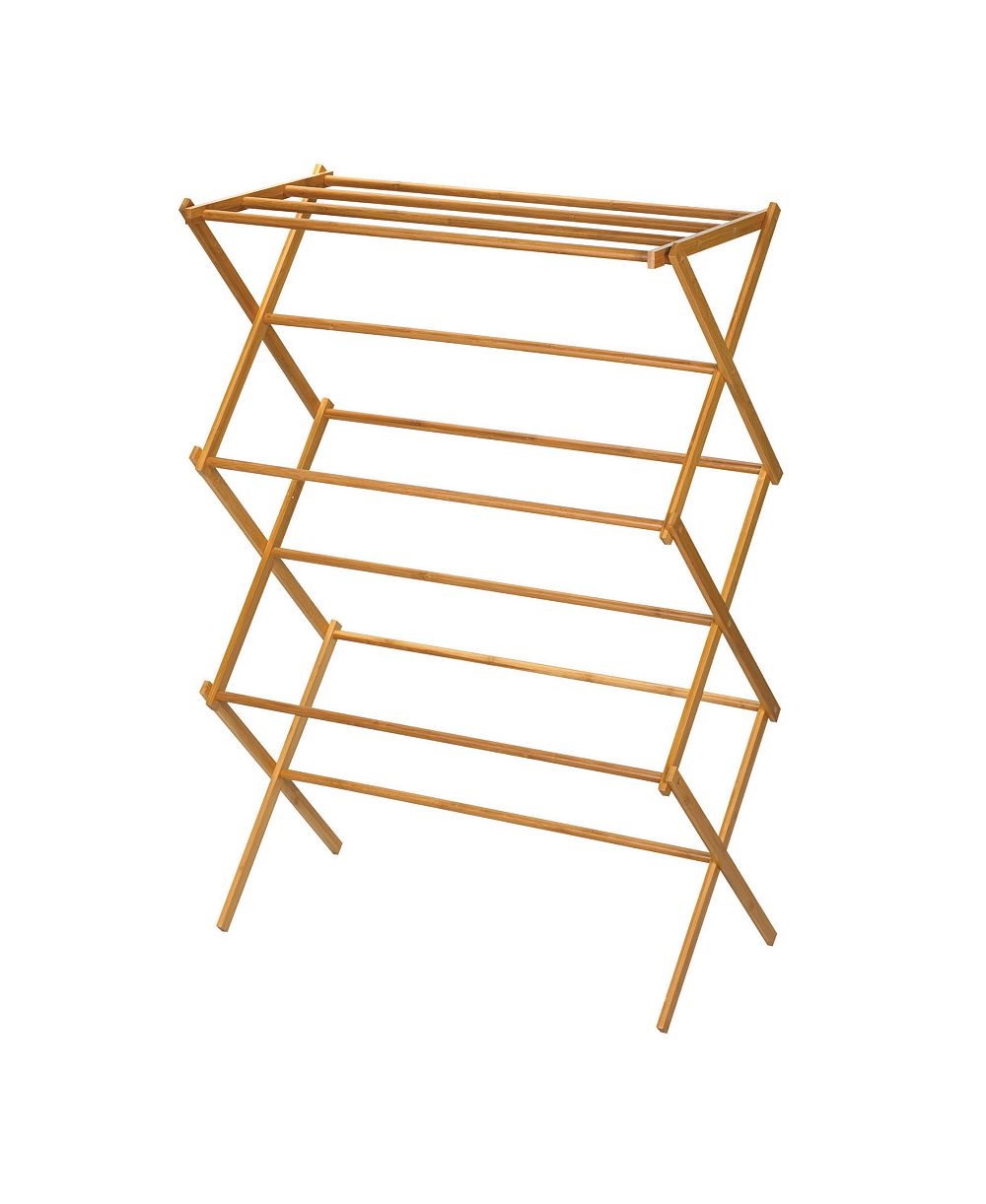 Household Essentials Bamboo Folding Clothes Drying Rack with 11 Dowels