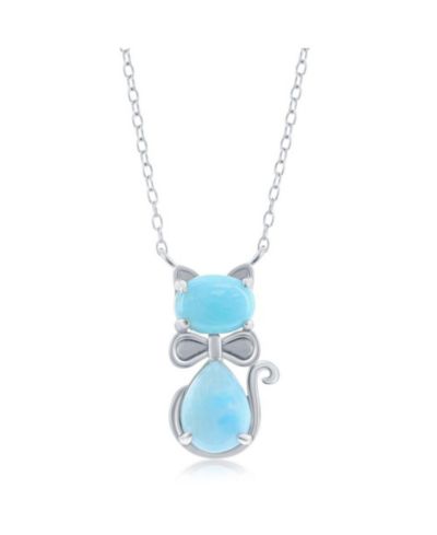 Ожерелье Caribbean Treasures Sterling Silver Larimar Cat