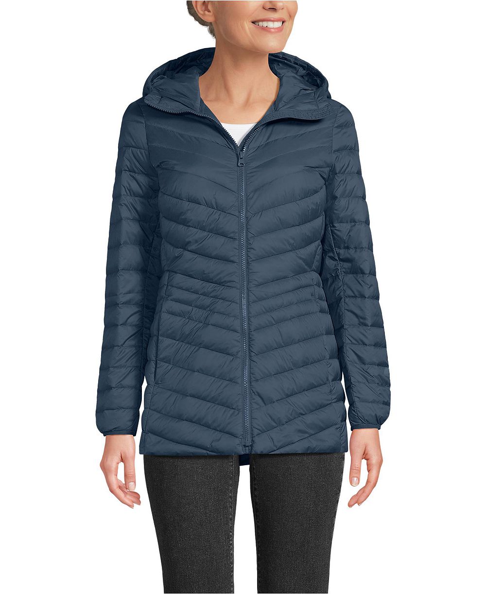 Lands' End Women's Wanderweight Packable Down Long Jacket