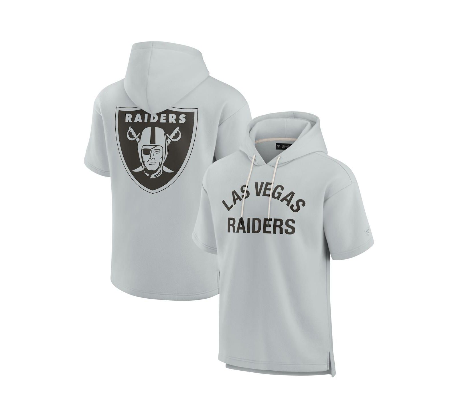 Men's and Women's Fanatics Signature Gray Las Vegas Raiders Super Soft Fleece Short Sleeve Hoodie